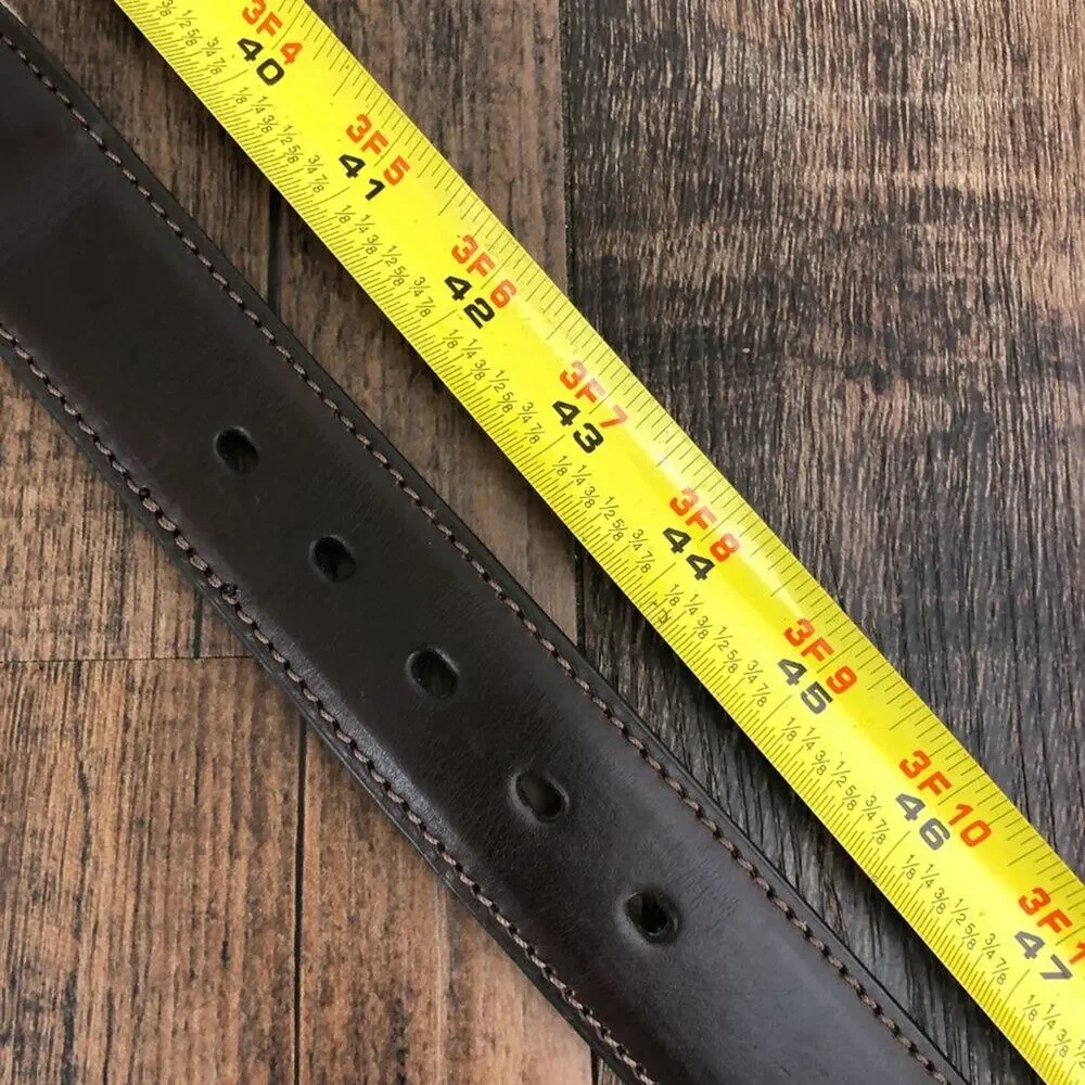 Columbia Belt Leather Trim Braided Silver Tone Buckle Mens Size 42 Brown Tan